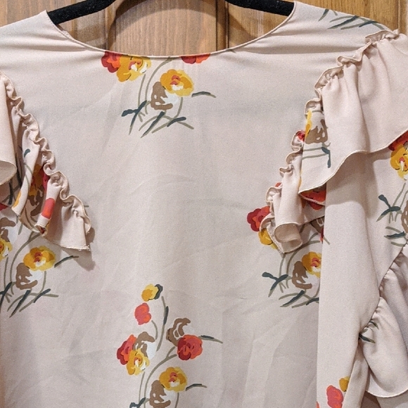 Zara Pink Flutter Sleeve Blouse with Ruffled Asymmetrical Design med - Picture 6 of 10